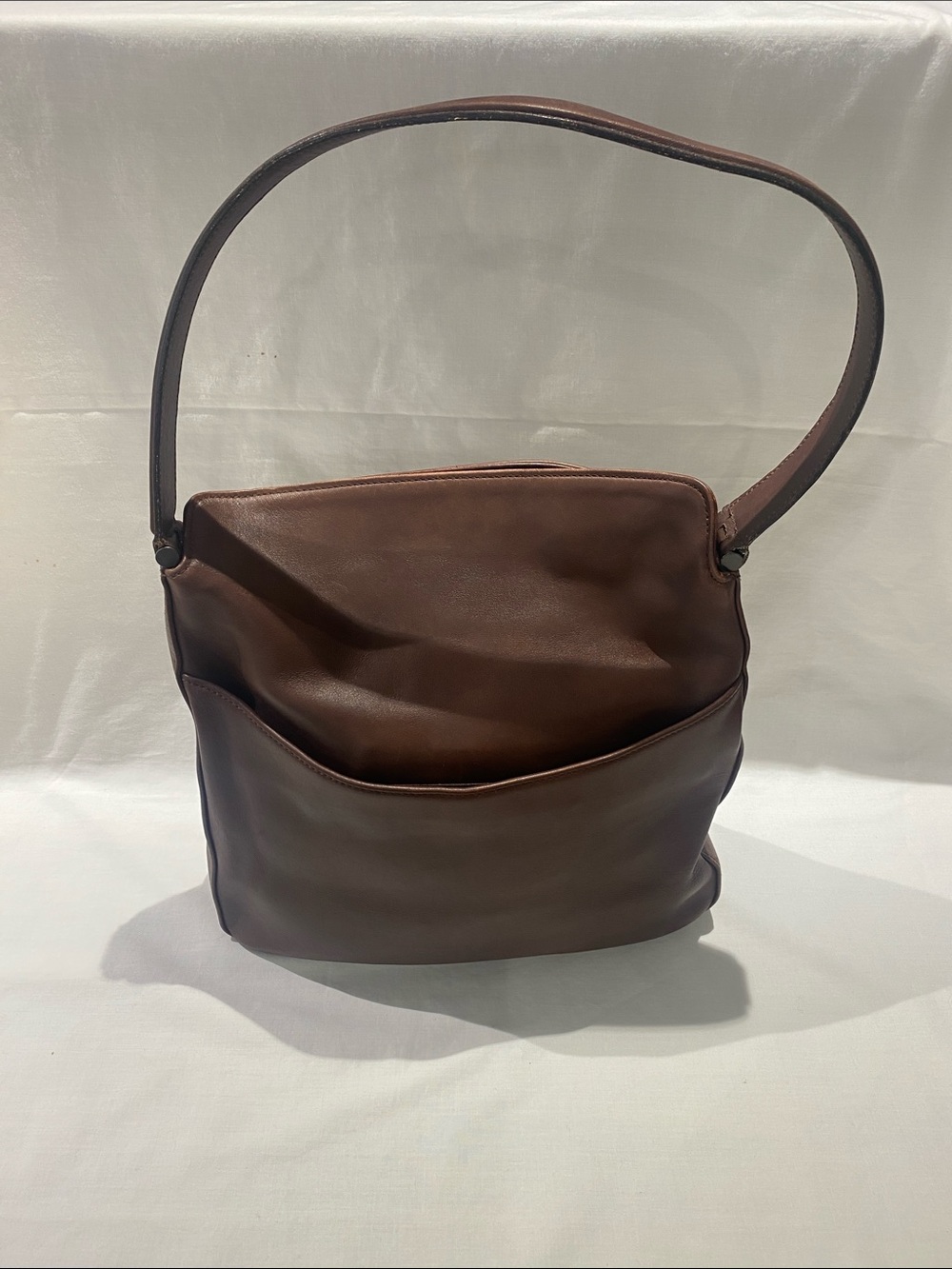 Coach 9180 USA Brown Leather Shoulder Bag with Front Slip Pocket